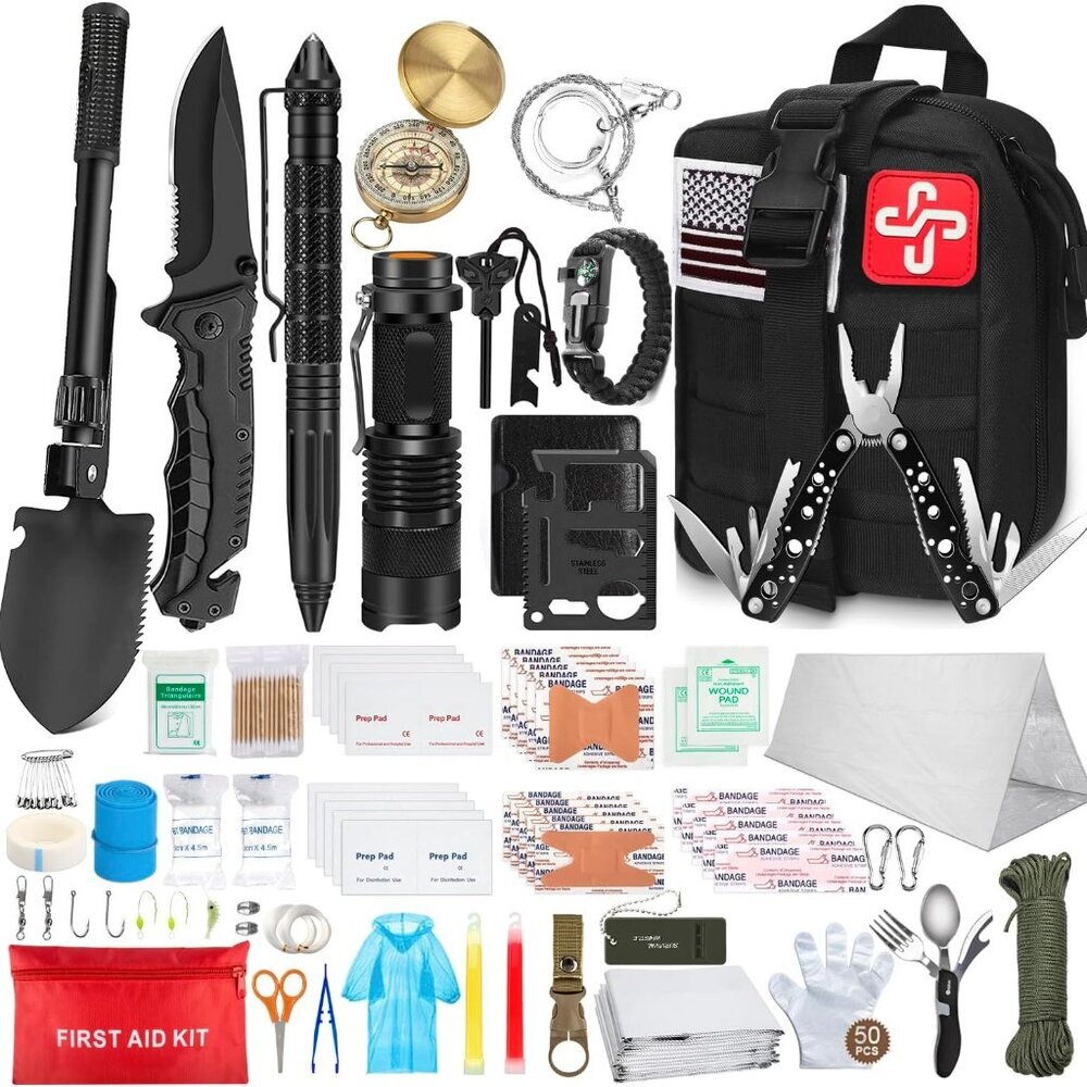 238Pcs Emergency Survival Kit and First Aid Kit, Professional Survival Gear Tool